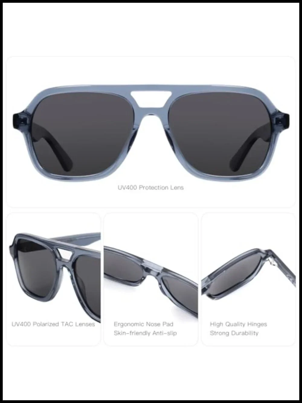 Classic Aviator Sunglasses for Men Polarized UV Protection Square Sun Glasses
